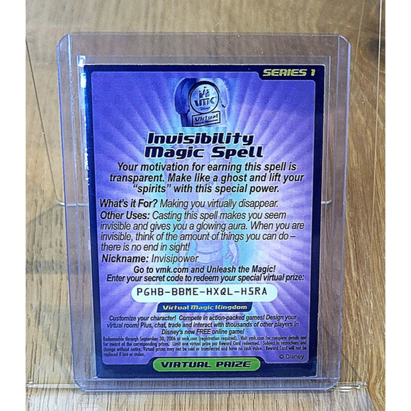 Rare Virtual Magic Kingdom VMK Invisibility Magic Spell - Picture 2 of 2